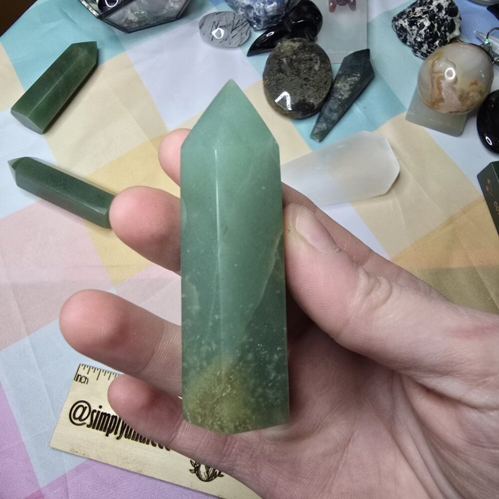 Green Aventurine Tower 3 Inch – Healing Crystal Point for Heart Chakra, Luck - Picture 2 of 4